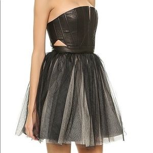 Alice + Olivia Dress Kylie Leather And Tulle